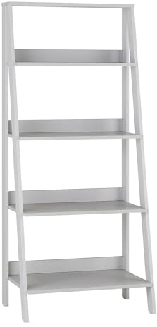 Eden Bridge Designs 55 Modern Wood Ladder Bookcase 4-Tier Open Shelf Bookshelf Storage Bookcase organiser Multimedia Tall Tower for Home Office Living Room - Grey