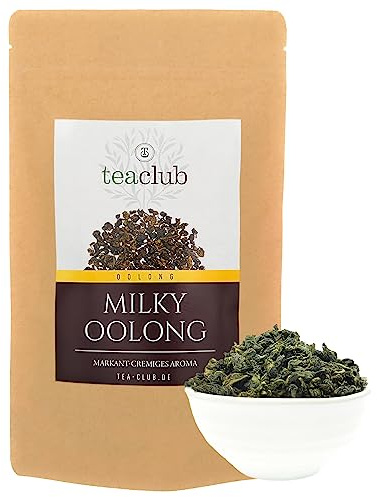 TeaClub Milky Oolong 100g, Oolong Premium Te Halvfermenterad Gräddfärgad | Oolong Ti Kuan Yin, krämig, markant mjölkaktig smak, upp till 40 infusioner/100 g, halvfermenterad