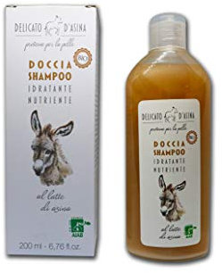 DELICATO D'ASINA - Doccia Shampoo Bio al Latte D'Asina - Perfetto per Pelli Sensibili - Certificato AIAB - 200 ml