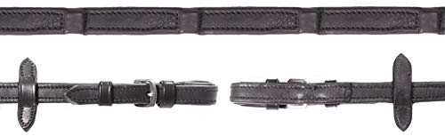 Schockemohle Durasoft Leather Reins - Buckle End Black/Silver WB (Full)