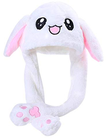 dressfan Donne Peluche Animali Coniglio Cappello Orecchie Che Si Muovono Orecchie Mobili Cappelli Simpatico Animale Cappello di Coniglio Che muove Le Orecchie Regalo di Compleanno di Natale,Bianco
