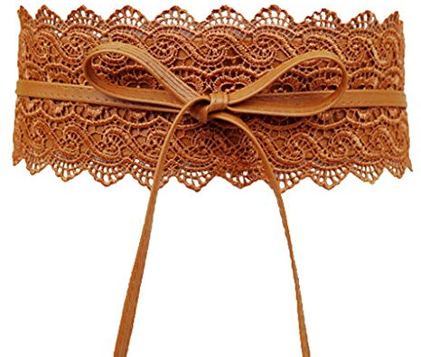 Xiang Ru Vintage Damen Fashion Breite Gürtel Taillengürtel Hüftgurt Taillenband Wickelgürtel,210CM Länge Braun