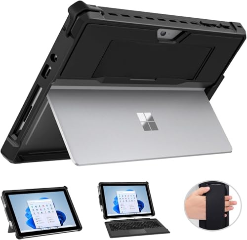 MoKo Case Fit Microsoft Surface Go 4/Go 3/Go 2/Surface Go 2018, Black | All-in-One Protective Cover Case for 10.5 Surface Go, Pen Holder, Hand Strap, Compatible with Type Cover Keyboard