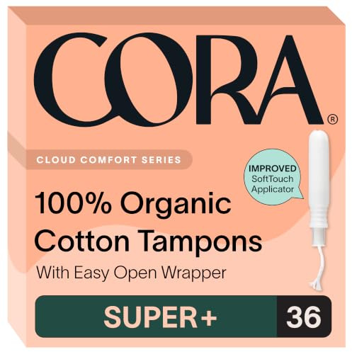 Cora Organic Cotton Tampons (36 Super Plus Tampons)