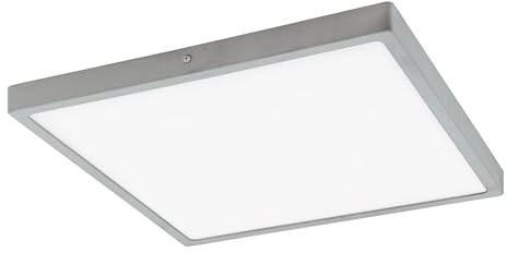EGLO LED Deckenleuchte Fueva 1, 1 flammige Deckenlampe, Material: Aluminium | Kunststoff, Farbe: Silber, weiß, L: 40x40 cm, neutralweiß