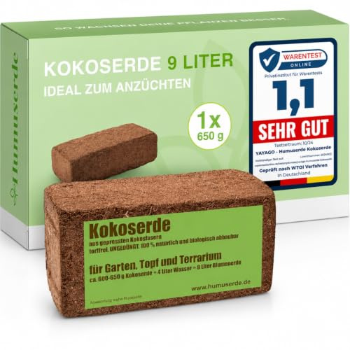 Humuserde I Kokoserde für Pflanzen 1 x 650g - 9L Kokoserde I Erde aus Kokosfasern I 100% natürlich & biologisch abbaubar I nährstoffarme Anzuchterde torffrei & ungedüngt für Hochbeete & Terrarien