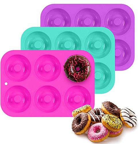 Boxiki Kitchen Set di 3 Pezzi in Silicone Antiaderente per Donut e Bagel per il Forno - Lavabile in Lavastoviglie e Facile da Pulire