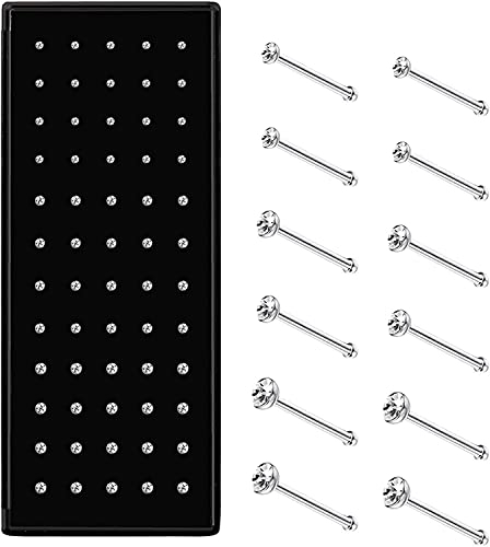 Jcevium Nasenstecker aus Stahl, 22 g, 1,5 mm, 2 mm, 2,5 mm, 60 Stück, Weiß