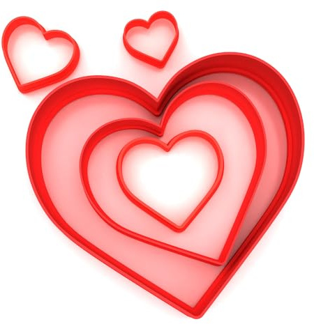 Heart Shaped Cookie Cutters | Plastic Cutter for Baking, Fondant, Clay, Pastry, Icing, Jewellery (Set of 5)