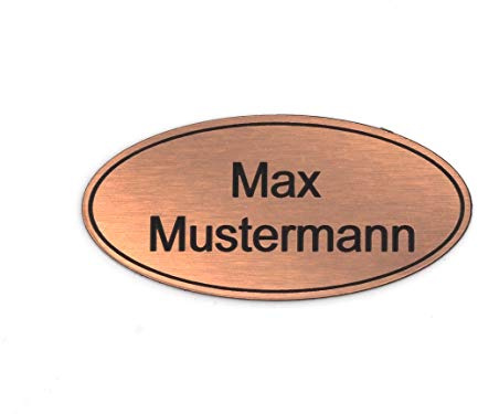 Gravurheim Briefkastenschild Türschild individuelle Gravur Name | selbstklebend - personalisiert | Kunststoff - Plastik | viele Farben und Größen (8x3,5cm Oval mit Umrandung, Bronze-Schwarz)