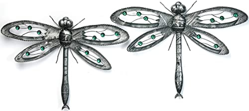 Kobolo Wand-Deko Libelle Dragonfly mit Acrylperlen XXL 2er 43x60x4 cm