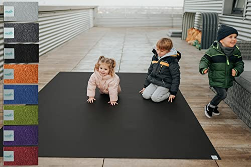Sanosoft® Outdoor Krabbelmatte Made in Germany, Öko-Tex Anti-Rutsch Krabbelunterlage 120x160cm Schwarz