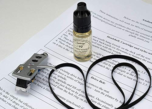 Silbernes Headshell, Tonabnehmer, Nadel, Antriebsriemen, Schmierölbehandlungspaket für Realistic LAB-260, LAB-270, Plattenspieler, Vinyl-Player, 23