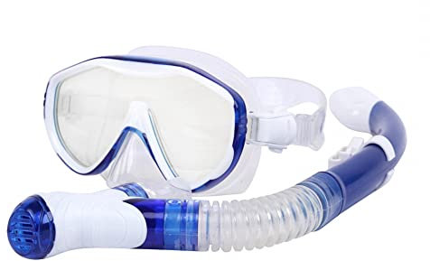 DONGKER Schnorchelset,Trockenschnorchel-Set aus Gehärtetem Glas,Anti-Leck Erwachsene Schnorcheln Set mit Einstellbar Stirnband für Tauchen, Schnorcheln, Schwimmen