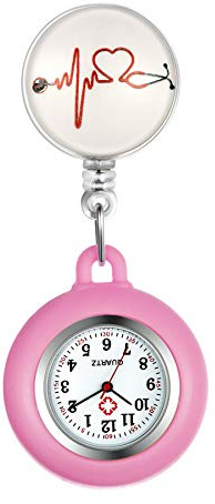 Avaner Krankenschwesteruhr Pflegeruhr Analog Quarzwerk FOB Ansteckuhr mit Pin/Clip Arzt Doktor Medical Taschenuhr aus Silikon