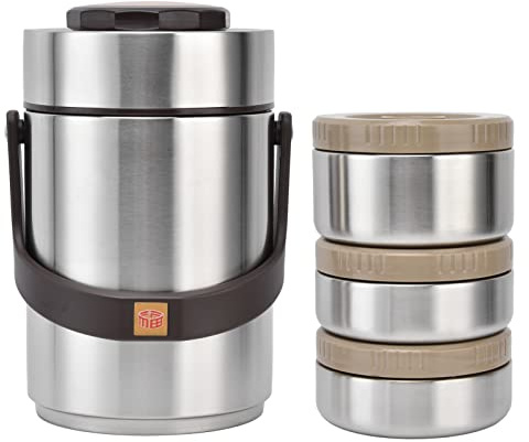 Milltrip Insulated Food Jar, 2000ml 3 Layer Insulated Hot Food Containers Lunch Boxes, Wide Mouth Thermal Lunch Box Stackable Food Thermo, Stainless Steel Leakproof (Silver)