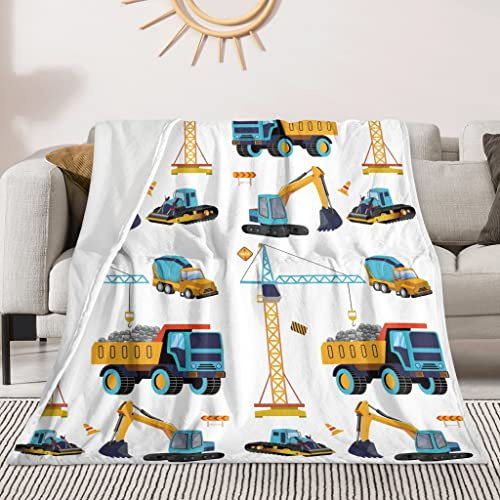 AISDE Toddler Blankets for Boys Construction Truck Blanket, Excavator Tractor Kids Throw Blanket for Nap Time Daycare Travel, Preschool Graduation Gifts for Boys Truck Lover Birthday Gifts 60x50