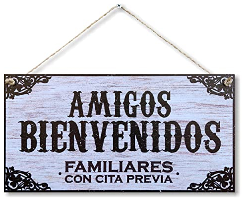 CARISPIBET Amigos bienvenidos! Placa decorativa para el hogar adorno colgante para la entrada décoracion del hogar 15 x 30 cm