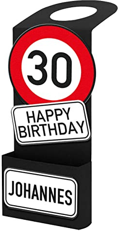 Herz & Heim® Flaschenanhänger befüllbar als Geldgeschenk zum Geburtstag/verschiedene Motive/mit Wunschangaben Verkehrsschild