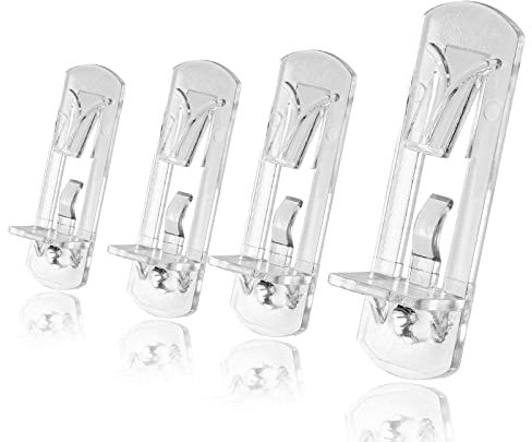 Jamiikury 60 Stück Verriegelungs-Heringe, 6 mm Regalstifte, transparente Regal-Clips, Kunststoff-Regal-Heringe für Regale, 6 mm Heringe x 1,9 cm dickes Regal