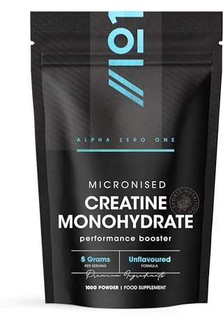 Micronised Creatine Monohydrate Powder 100g – Unflavoured – Proven to Increase Physical Performance – Resealable and Recyclable Pouch by Alpha01