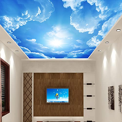 JUEWEIER Blauer Himmel weiße Wolke Decke Tapete kreatives Design Heimdekoration Foto Selbstklebende Tapete