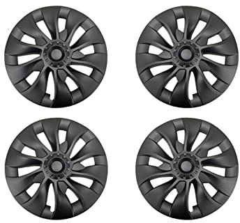 4PCS Radkappe Auto Ersatz Radkappe Automobil Radkappe Vollrandabdeckung Zubehör Kompatibel for Tesla Model 3 18 Zoll 2022 2018-2023(Matte black)