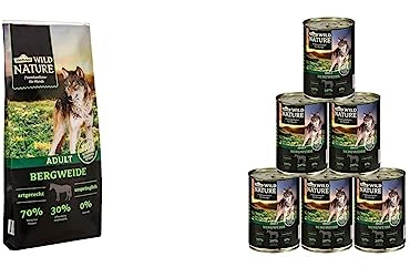 Dehner Wild Nature Hundetrockenfutter Adult, Bergweide, 12 kg & Wild Nature Hundefutter Adult, Bergweide, 6 x 800 g (4.8 kg)
