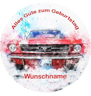 Auto mit Wunschname, Essbares Foto für Torten, Tortenbild, Tortenaufleger Ø 20cm - Super Qualität, 02503