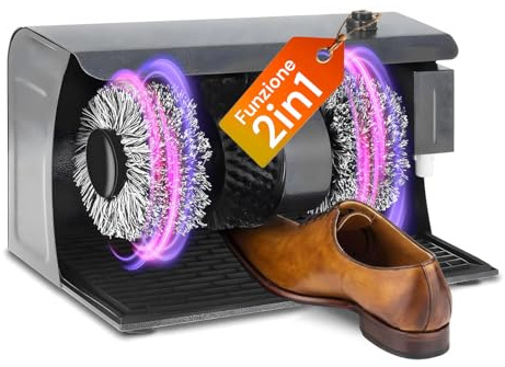Avilia Polisseur électrique 2 en 1 – nettoie et Brillant Chaussures en Cuir, 120 W, avec 3 brosses et Distributeur de Brillant Rechargeable, idéal pour hôtel et b & B, Convient à Tous Les Types de