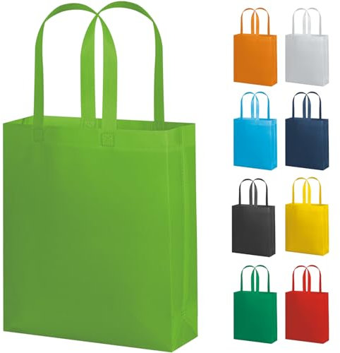 Hole Gadget ® | Stock 100 Shopper Personalizzate Laminate Pubblicitarie 26x32x9 cm, Packaging per Attività Commerciali in TNT con Logo, Buste Shopping Bag per Omaggi a Clienti PG135