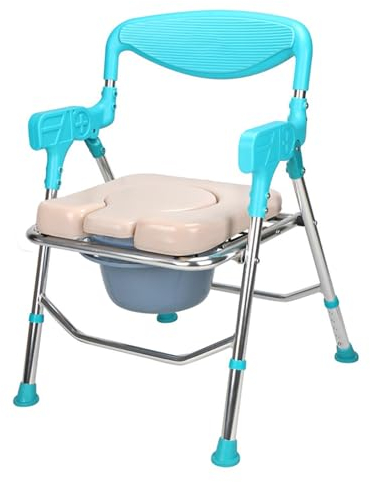 LIBRACTA Toilettenstuhl Höhenverstellbar Klappbar WC-Stuhl mit Rückenlehne und Armlehnen, Toiletten Stuhl Pflege Duschstuhl für Senioren und Schwangere, Polster Abwischbar, Bis 100 Kg