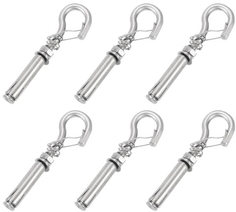 QUARKZMAN 6 Stück M8 304 Edelstahl Expansionshaken mit Federbügel, Standard offener Becher Expansionsbolzen Schraubenhaken für Wand- und Deckenbefestigung in Betonmauerwerk
