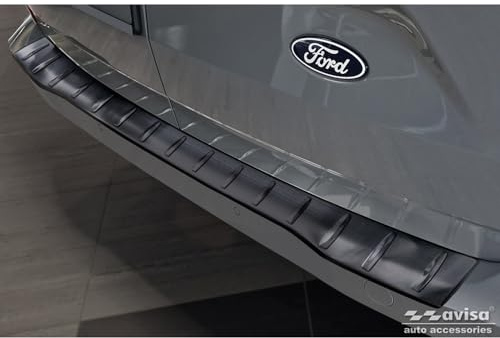 Avisa Protection de Seuil de Coffre Acier Inox sur mesure | compatible avec Ford Transit Custom & Tourneo Custom (V710) 2023- / Volkswagen Transporter T7 2024- - Noir