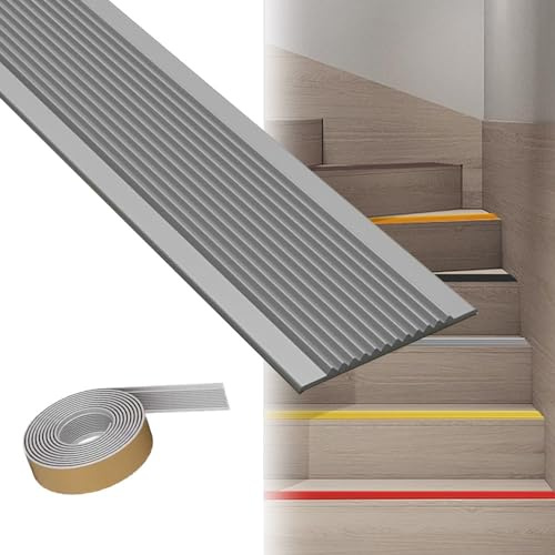 SKINCATE 1M 2M 3M 5M Treppenkantenschutz, rutschfeste Gummistreifen Für Treppen, Selbstklebende Stufenmatten Treppenkantenprofil, AntiRutsch Streifen Für Treppen/Boden/Stufen(Grey,W:5cmxL:5m)