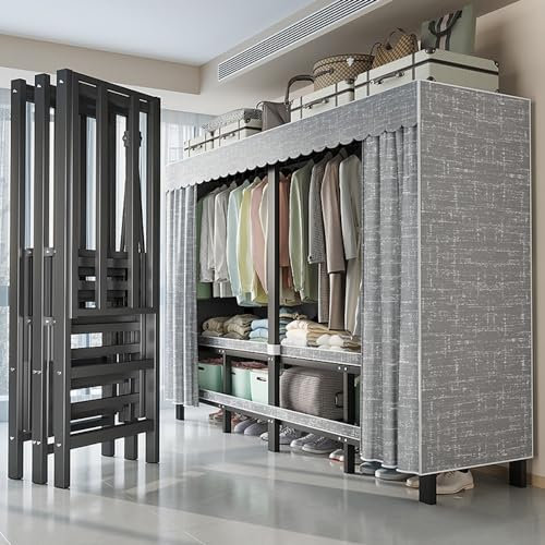 Robuster tragbarer Schrank-Organizer mit Abdeckung, verstellbar, freistehend, für Garderobe und Schlafzimmer, 215,9 cm Höhe