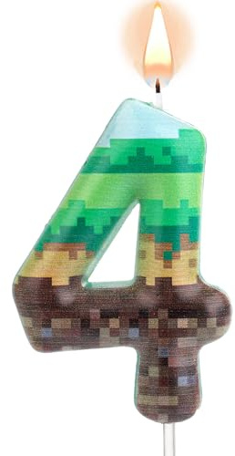 Pixel Geburtstagstorte Kerzen, Grün Pixel Kerze Geburtstagsdeko Zahlenkerze Pixeldruck Zahlen Kuchenaufsätze für Geburtstag Hochzeit Jubiläum Mottopartys(4)