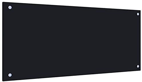 Gecheer Tempered Glass Kitchen Backsplash - Black, 90 x 40 cm, Heat-Resistant, Easy to Install & Clean, Protects Walls from Grease Model249487
