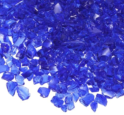 M METERXITY Hög lyster eld glas grussten, glasädelstenar, krossat glas, trasiga glasbitar för hantverk/vaser/akvarium/trädgårdsdekorationer 3-6 mm, 350 g/0,3 kg [mörkblå]