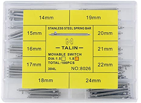 Limtula 14–24 mm Edelstahl-Uhrenarmband-Verbindungsstifte, Federstege, Uhrenstiftentferner, Werkzeug-Set, 1,5/1,8 mm, optionales Wactchmaker-Werkzeug