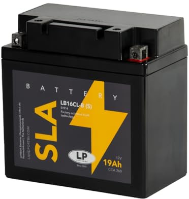 LANDPORT Batterie MS LB16CL-B (S) 12V 19Ah, kompatibel mit Motorrad, Quad | Vergleichstypen YB16CL-B, MBTX20UHD; SLA/AGM, Maße 175 x 100 x 175 mm, 260 A CCA; kompatibel mit HD Chopper, Schaltmoped
