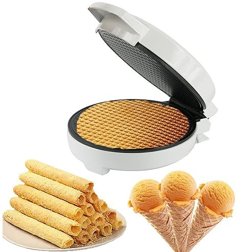 Ice Cream Cone Machine 1000W Electric Waffle Cone Maker - Nonstick Baking Pan for Desserts -Biscuit Egg Rolls Kitchen Bakeware Gift