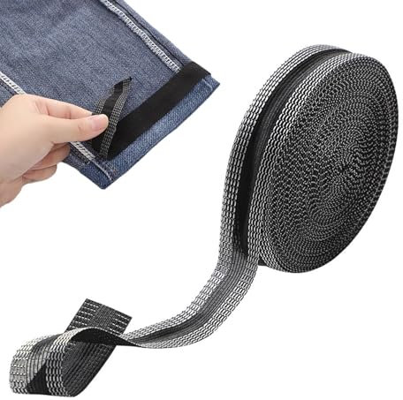Pixaro 10m Saumband zum Aufbügeln - 2.5 cm Saumband zum Aufbügeln Selbstklebendes Bügelband für Vorhänge, Kleidung, Hosen, Jeans, Röcke - Schwarz - 10 × 2.5 cm