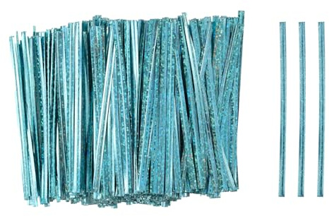 QUARKZMAN 500pcs Bolsa Twist Ties 4 Reutilizables Plástico Twist Ties Alambre Lazos para Fiesta Pan Dulces Pastel, Azul