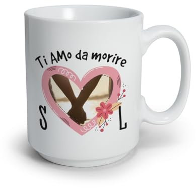 Ti amo da Morire Tazza Mug Ceramica Stampa Personalizzata con Foto e Iniziali Idea Regalo Colazione Felice Natale Compleanno Amore Anniversario SanValentino Coppia Fidanzati Sposi The Tisana Lattè