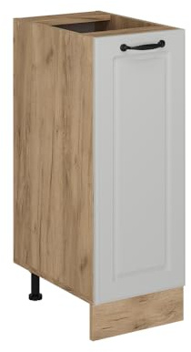 Vicco Apothekerschrank R-Line, Weiß Landhaus, 30 cm | MDF-Front · Ohne Arbeitsplatte · Höhenverstellbare Füße · Metallgriffe · ✓ Frei kombinierbar