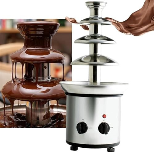JYHUHGRG Electric Chocolate Fountain Machine, 4 Tier Chocolate DIY Waterfall Fondue,170W Candy and Cheese Dip Machine,Suitable for Weddings, Birthdays, Parties