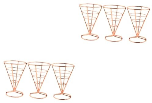 Alipis 2 Series Tenedor De Bocadillos De Cono Cesta De Alambre De Pollo Cesta De Almacenamiento Cónico Cesta Patatas Mesa De Bar Soporte De Cono De Papas Fritas Cesta Multiusos 3 Piezas*2