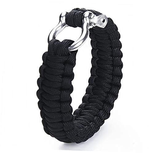 BESPORTBLE Outdoor Sports Survival Knitted Paracord Rope Bracelet with Steel Shackle Random Color for Camping Climbing and Tactical Use