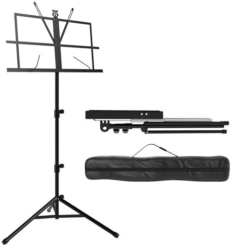 ZENO Music Stand | Music Stands for Sheet Music, Books, Notes | Music Sheet Stand with Music Sheet Clip Holder, Foldable Design & FREE Carry Bag | Heavy Duty Stand | Easy To Carry | Unfolds In Seconds